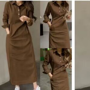 Brown Long Sleeve Dress (L) NEW
